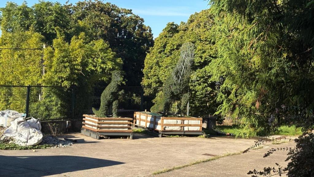 Dinoseto y Dinosetiño en el vivero municipal de O Castro.