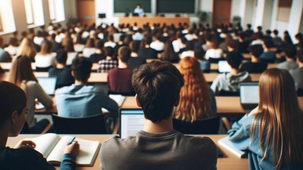 Estudiantes universitarios en un aula.