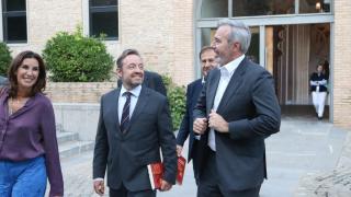 Francisco de la Torre y Jorge Azcón, en La Aljafería