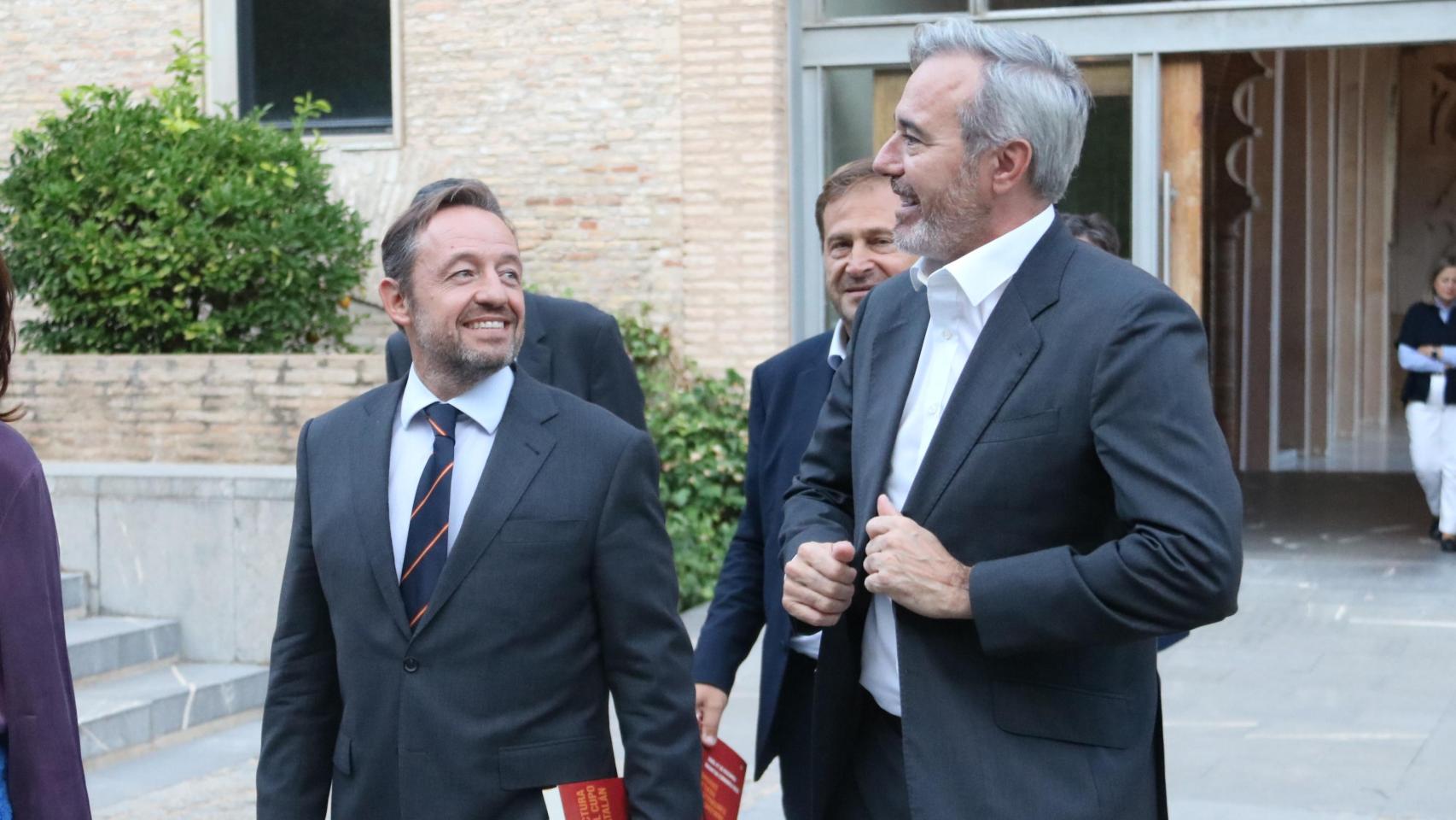 Francisco de la Torre y Jorge Azcón, en La Aljafería