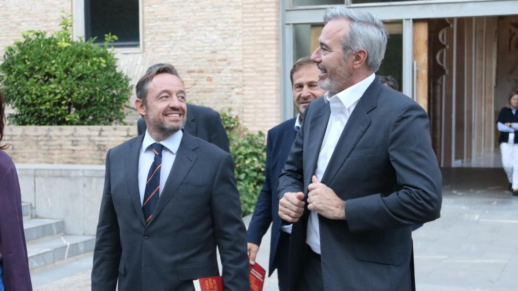 Francisco de la Torre y Jorge Azcón, en La Aljafería