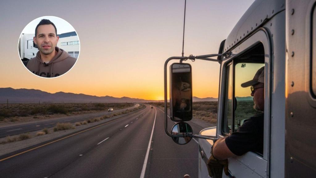 Laur y un camionero generado con IA.