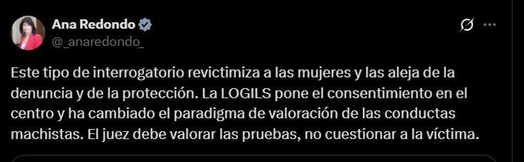 Tuit de la ministra Redondo el pasado 20 de enero