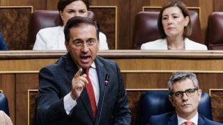 El ministro de Asuntos Exteriores, Unión Europea y Cooperación, José Manuel Albares, interviene durante un pleno en el Congreso de los Diputados, a 10 de septiembre de 2025.