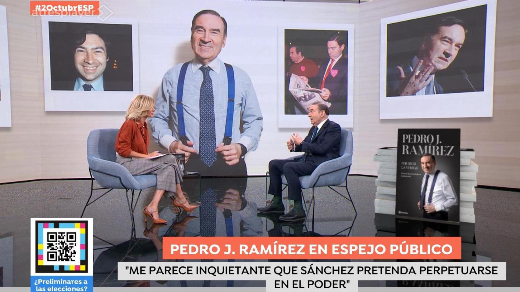 Pedro J. Ramírez en el plató de 'Espejo Público', durante su entrevista con Susana Griso.