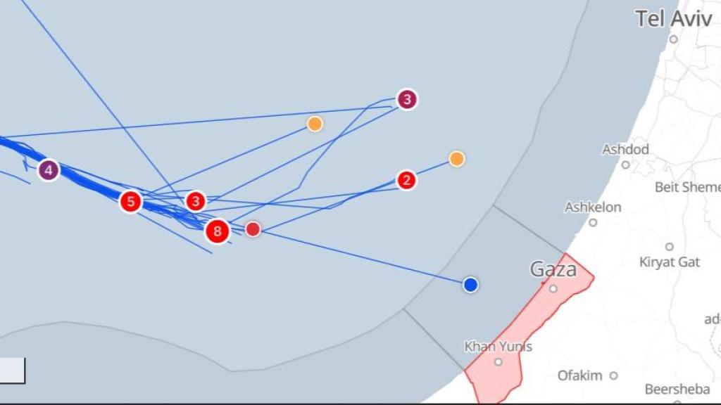 Mapa del recorrido en tiempo real de la Flotilla a las 11:31 h del jueves 2 de octubre.