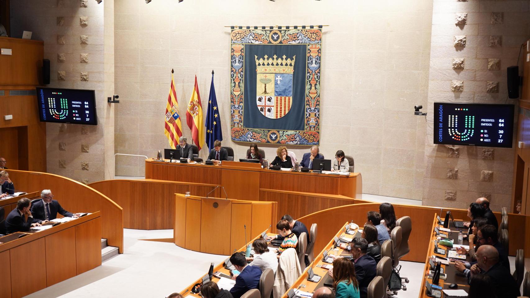 Votación de propuestas en las Cortes de Aragón