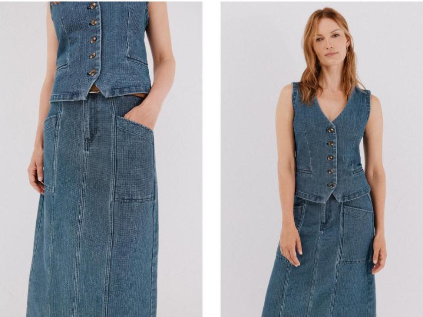 Falda denim straight