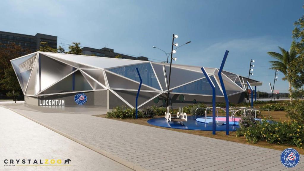 Recreación virtual de la Ciudad del Baloncesto con el diseño de Crystalzoo.