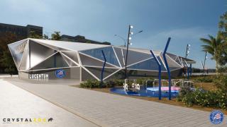 Recreación virtual de la Ciudad del Baloncesto con el diseño de Crystalzoo.