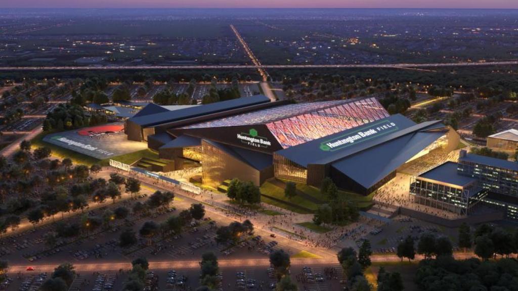 Proyecto del nuevo estadio Huntington Bank Field de los Browns, que construirán Turner (ACS) y Aecom Hunt en Ohio (Estados Unidos)