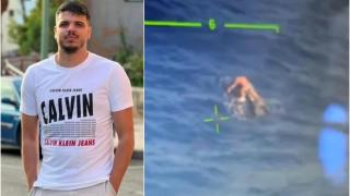 En la izquierda, la imagen con la que se difundió la desaparición de Lionel. A la derecha, cómo Salvamento Marítimo lo encontró en alta mar.