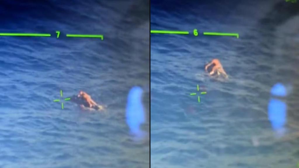 Aferrado a la moto de agua volcada. Así fue encontrado Lionel Ramírez, en un vídeo difundido por Salvamento Marítimo.