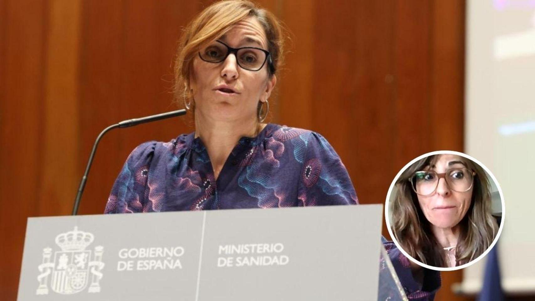 Montaje con la Ministra de Sanidad, Mónica García, y Tamara Contreras del Pino, médica.
