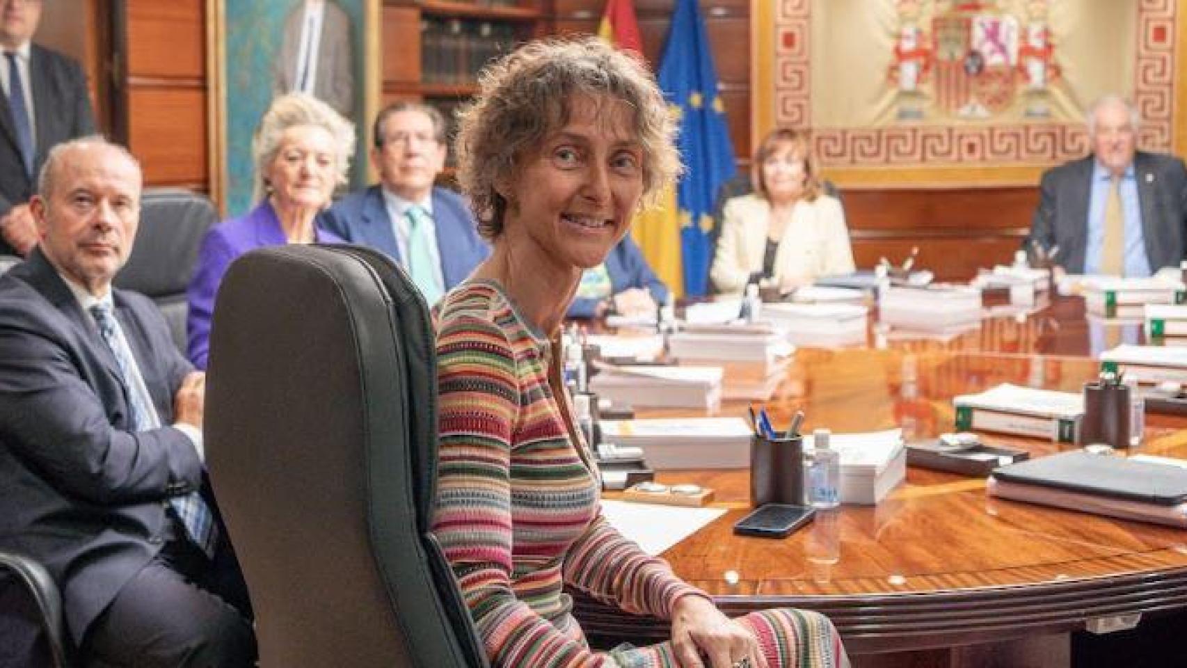 Laura Díaz Bueso, ponente de la decisión, en una imagen de archivo del pleno del Tribunal Constitucional./