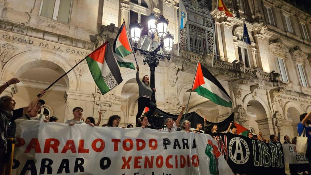 Manifestación en A Coruña en solidaridad con Palestina, a 2 de octubre de 2025.