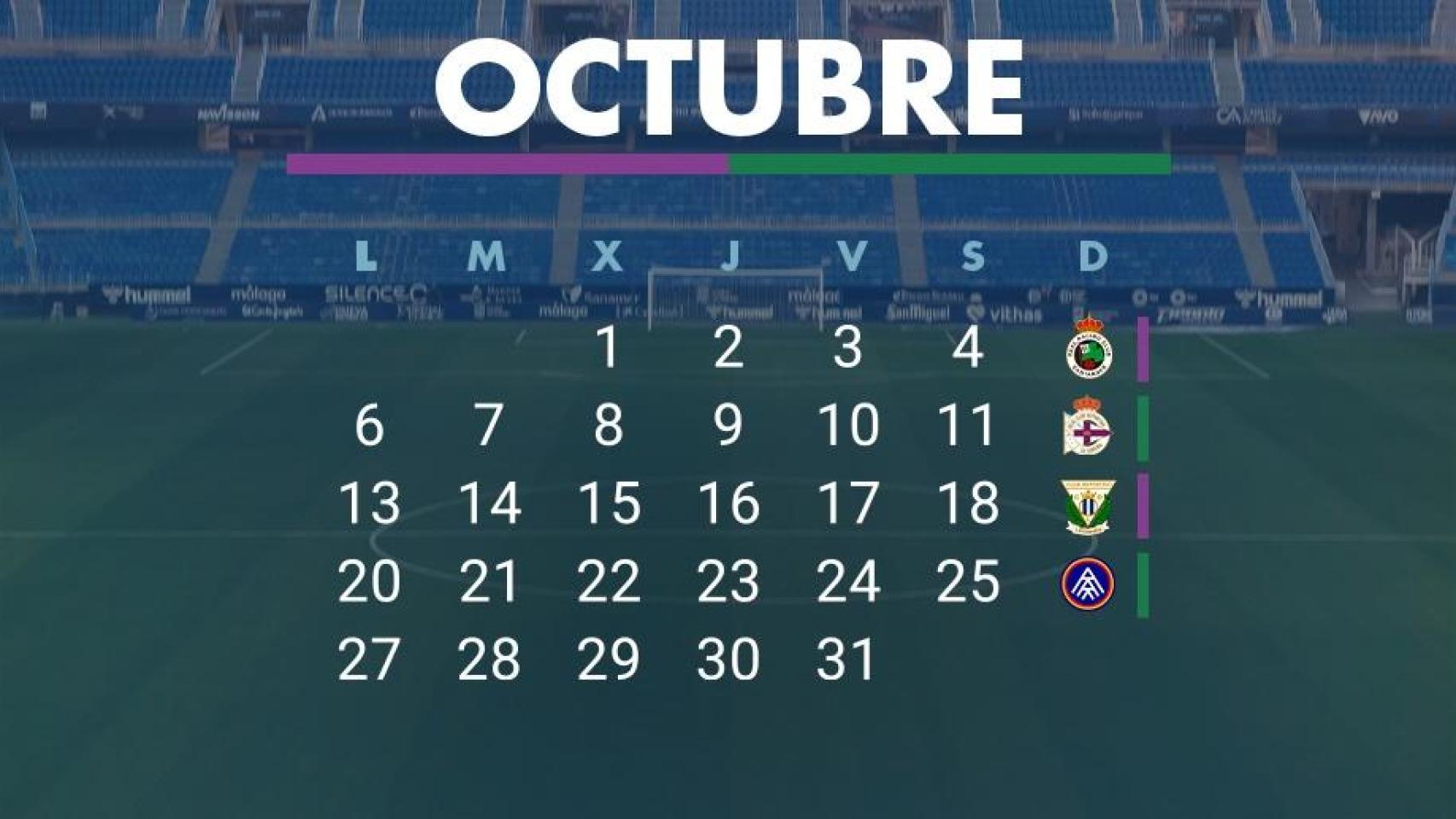 Fechas y horarios de los próximos partidos del Málaga CF: abonados a los domingos