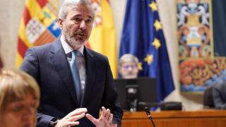 Azcón, este viernes en el pleno de las Cortes de Aragón.