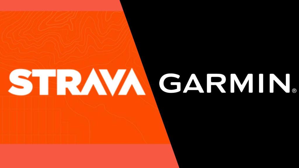 Logotipos de Strava y Garmin en un fotomontaje.