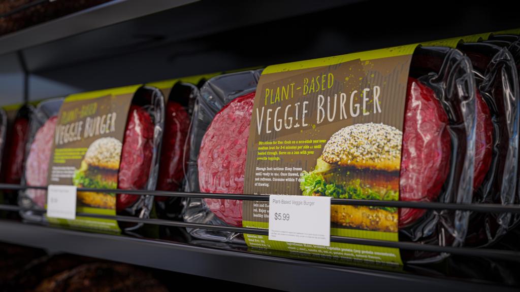 Unas hamburguesas veganas en el supermercado.