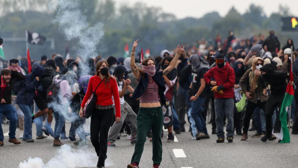Protestas en Italia en apoyo a la Flotilla.