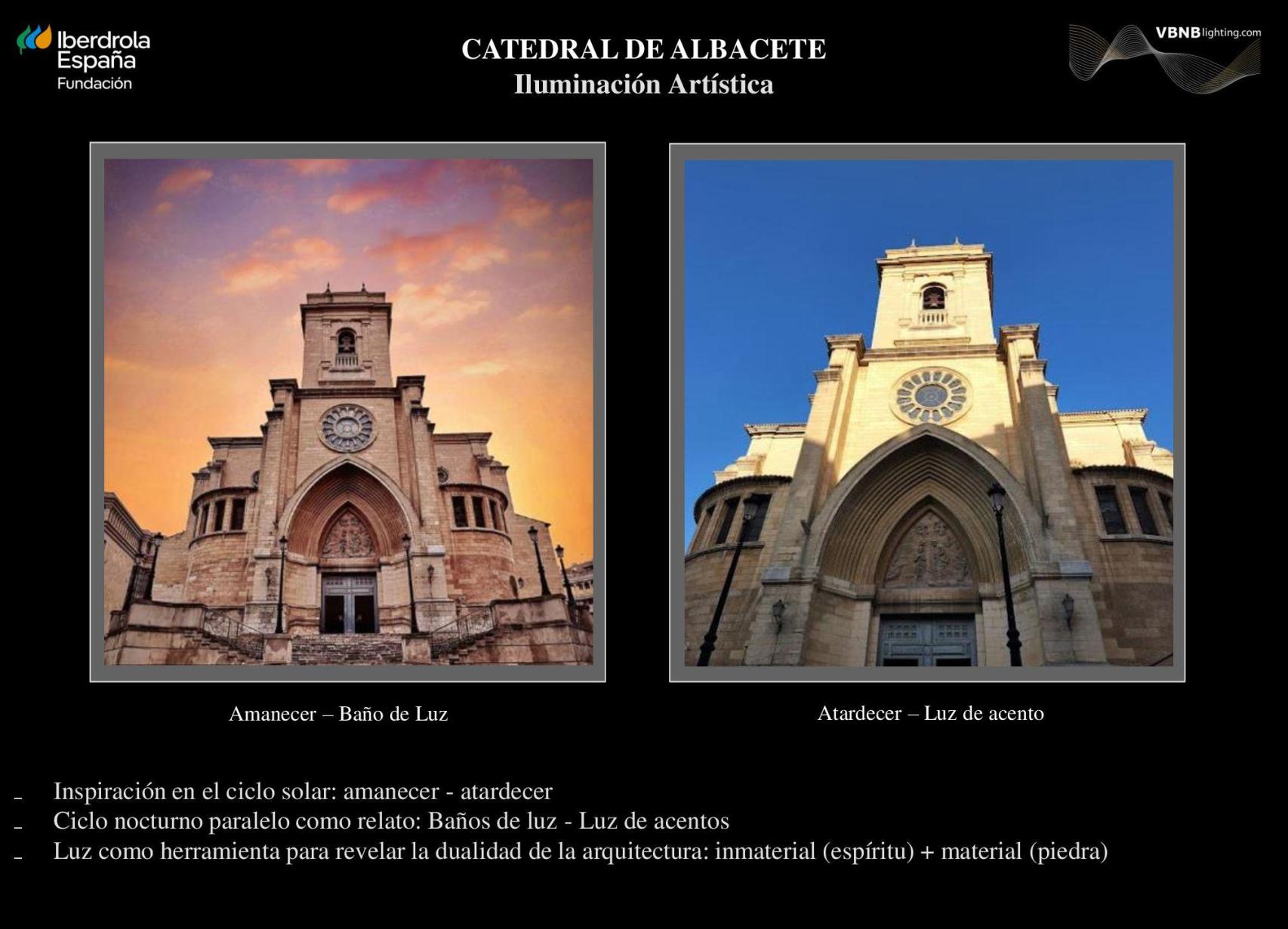 Nueva iluminación de la Catedral de Albacete. Foto: Iberdrola.