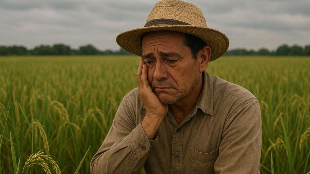 Un agricultor trabajando en su cultivo