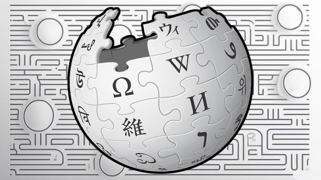 Fotomontaje con el logo de Wikipedia.