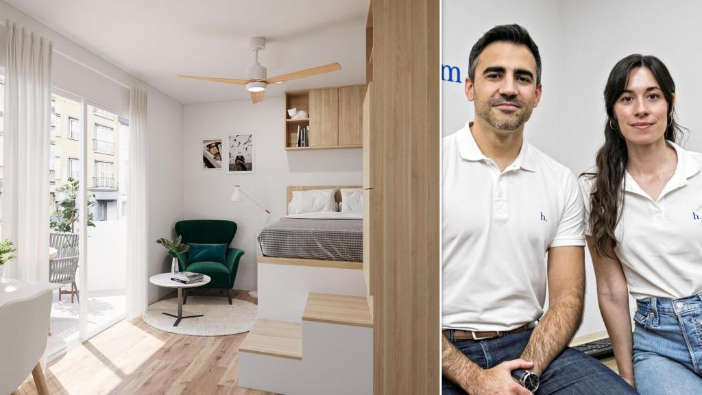 Los fundadores de Habitación.com y una de sus propiedades en venta.