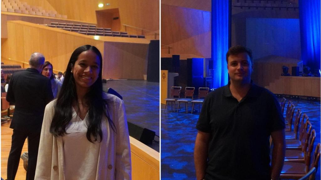 Virginia y Guillermo antes de empezar el encuentro de jóvenes con el Padre Guilherme.