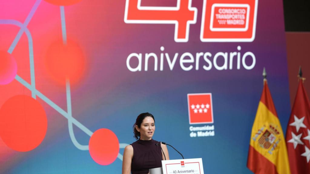 La presidenta, Isabel Díaz Ayuso, en el acto de celebración de los 40 años del CRTM.
