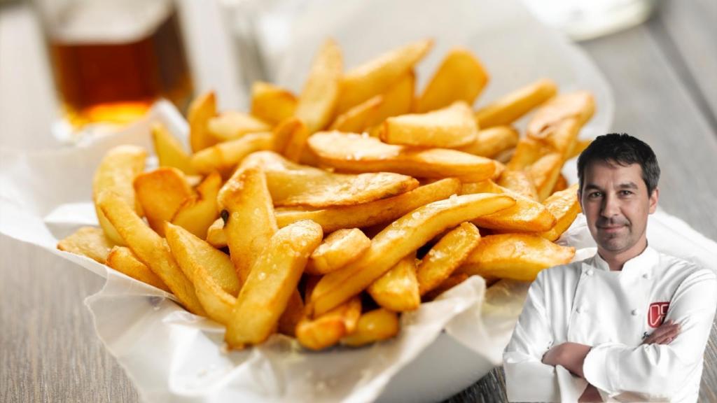 Javier Olleros, chef con dos estrellas Michelin, en un montaje de El Español