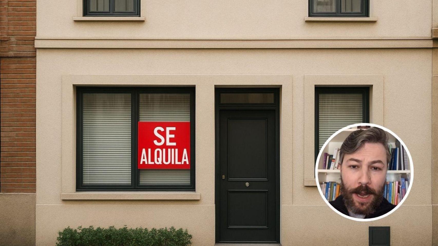 Montaje con una vivienda en alquiler y Alberto Sánchez, abogado