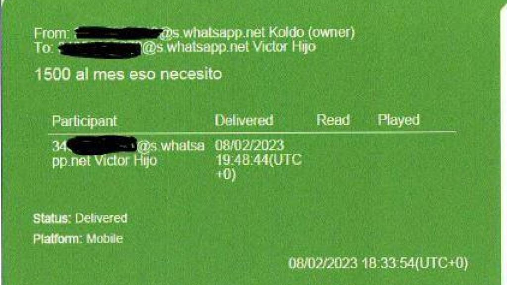 Mensaje de Koldo García a Víctor Ábalos