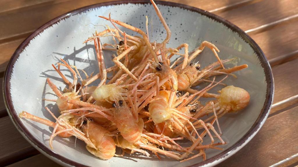 Un plato de mosquitos de mar fritos.
