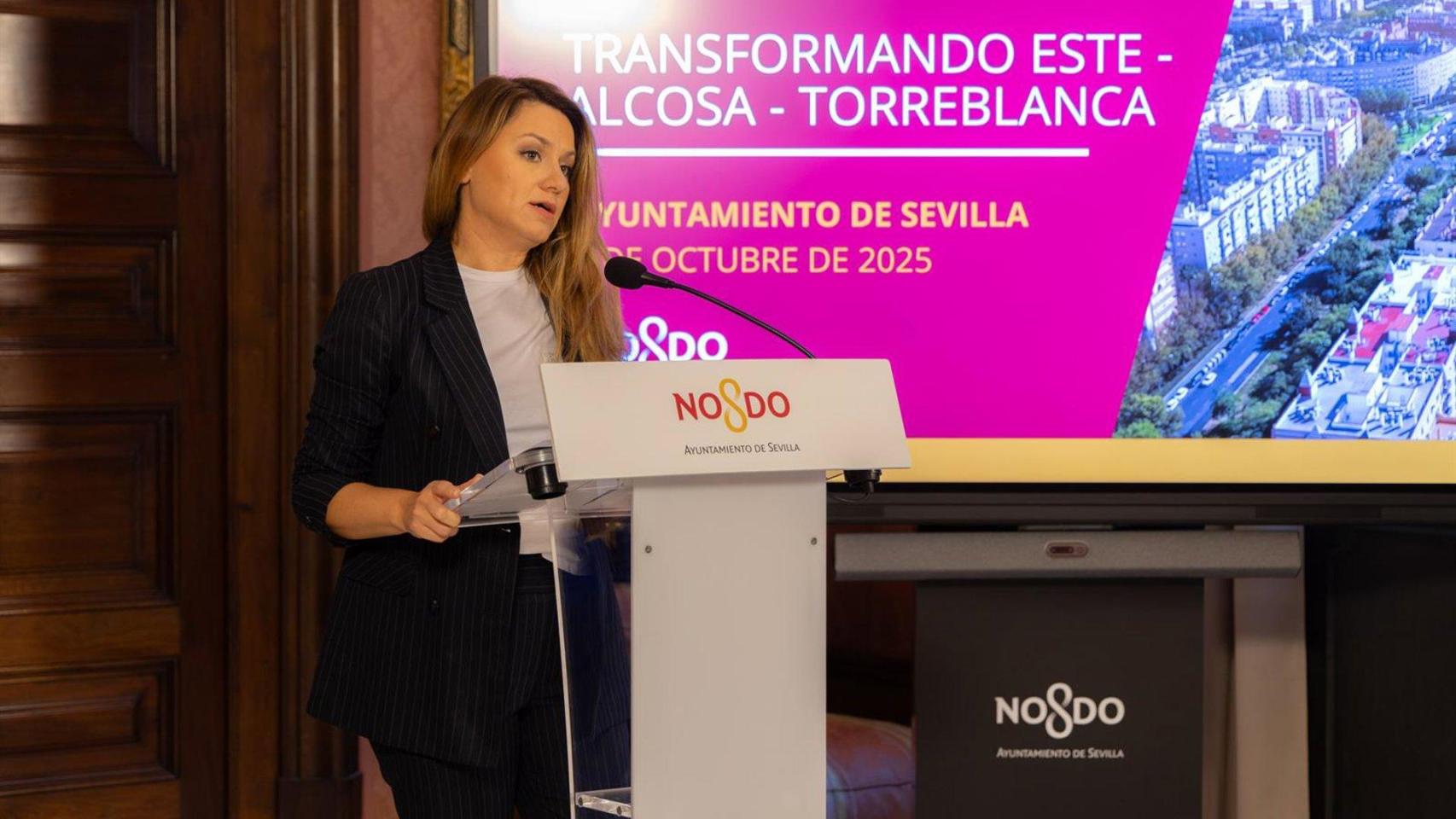 La delegada de Fondos Europeos Minerva Salas en rueda de prensa.