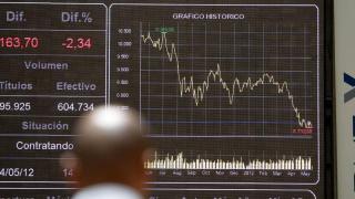 Antiguo panel principal del Palacio de la Bolsa de Madrid.