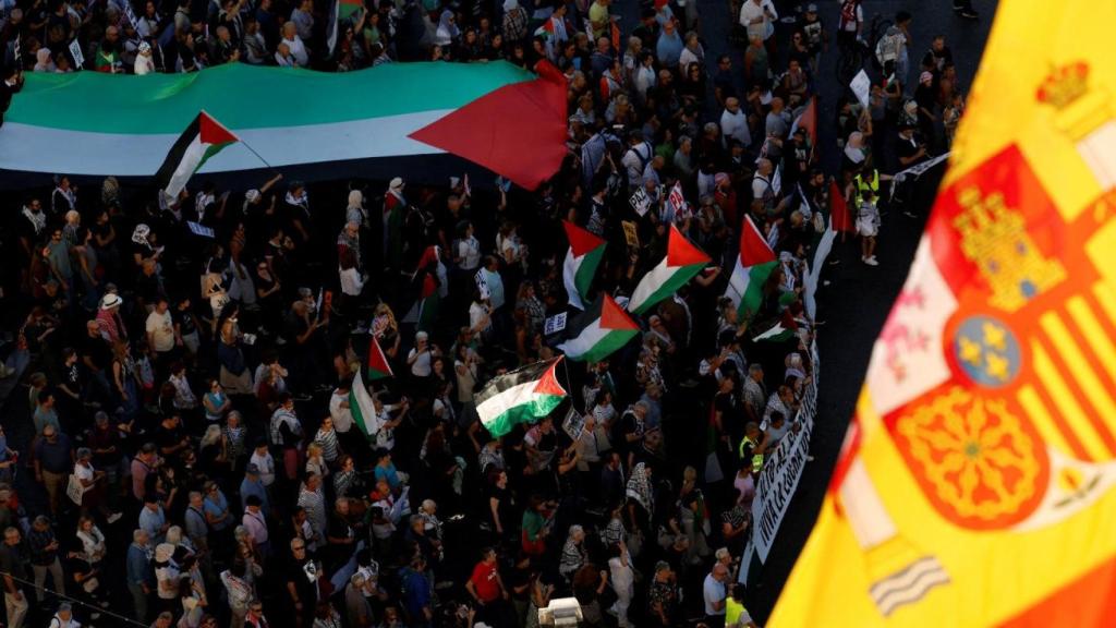 Imagen aérea de la manifestación de este sábado en Madrid.
