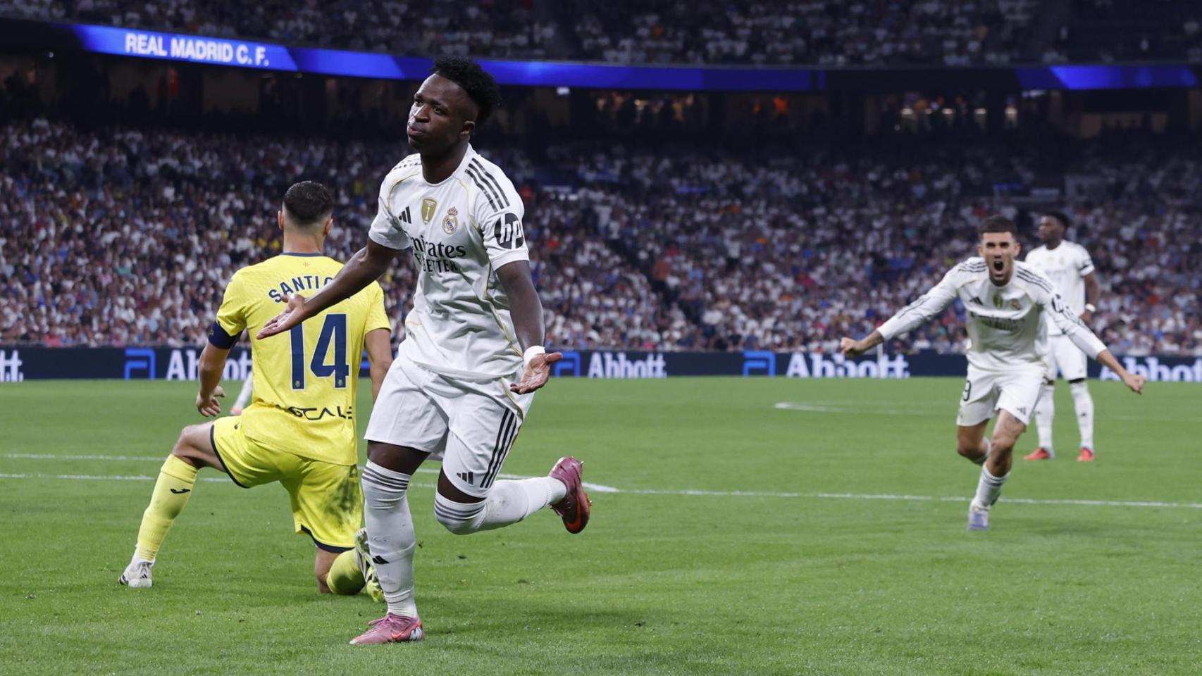 Vinicius celebra el gol del 1-0 contra el Villarreal