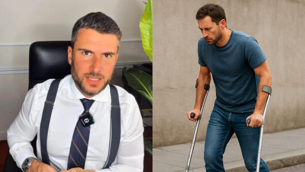 Imagen de Pablo Ródenas y una imagen generada por IA de un trabajador con una incapacidad permanente.