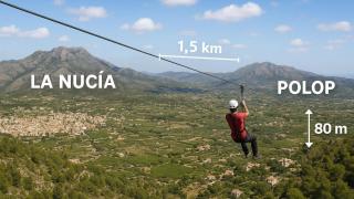La Nucía tendrá una gigantesca tirolina que la conectará con Polop: 1,5 km de experiencia a 80 m del suelo