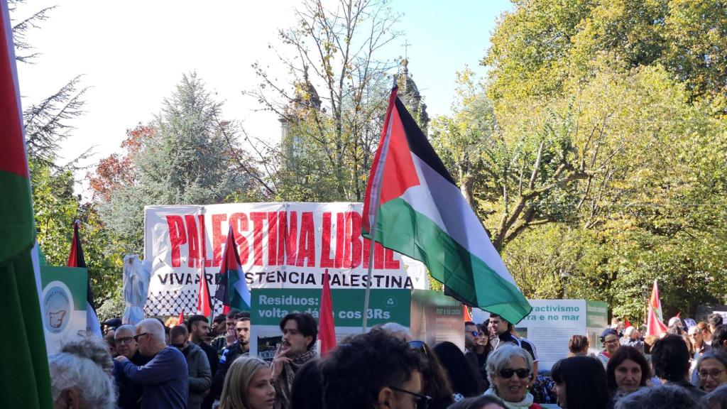 Imagen de la manifestación de Santiago a favor de Palestina.