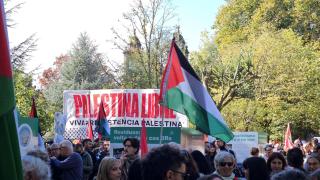 Imagen de la manifestación de Santiago a favor de Palestina.