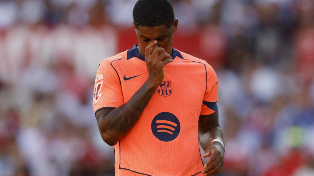 Rashford se lamenta en el partido ante el Sevilla.