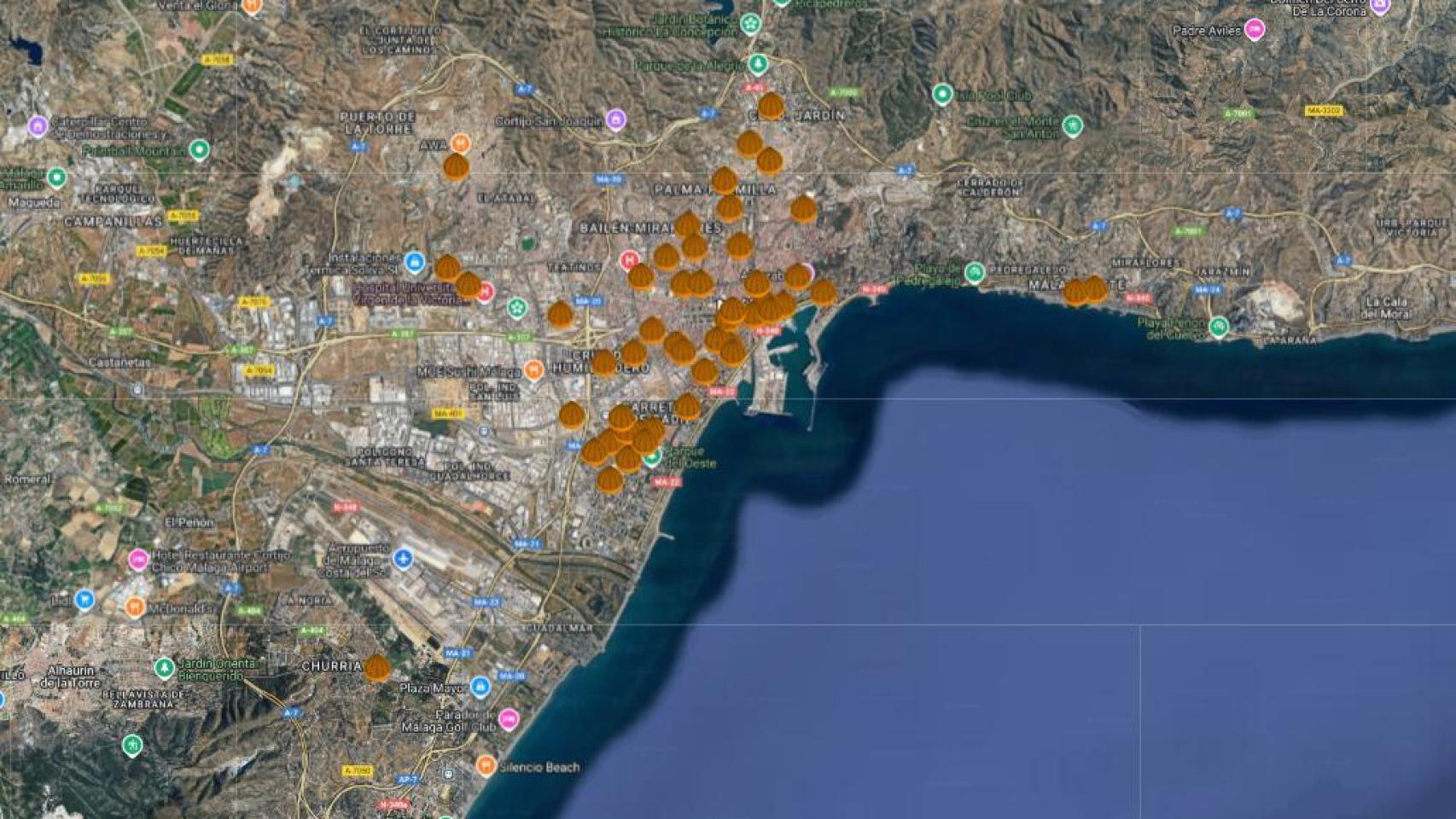 El mapa de las castañas en Málaga 2025.