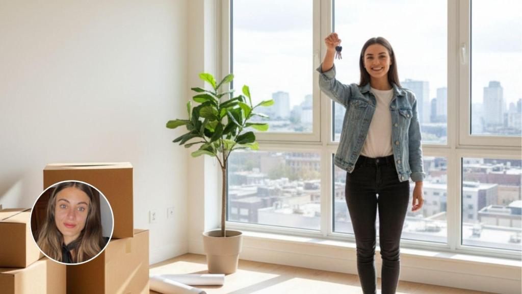 Irene Gil y una persona alquilando una vivienda generada con IA.