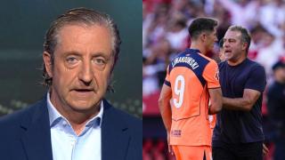 Josep Pedrerol y el FC Barcelona durante su partido contra el Sevilla FC.