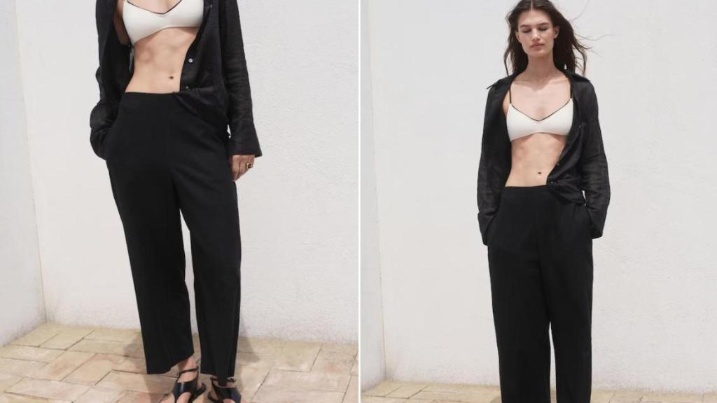 Pantalón crop lino. Ref. 17081253