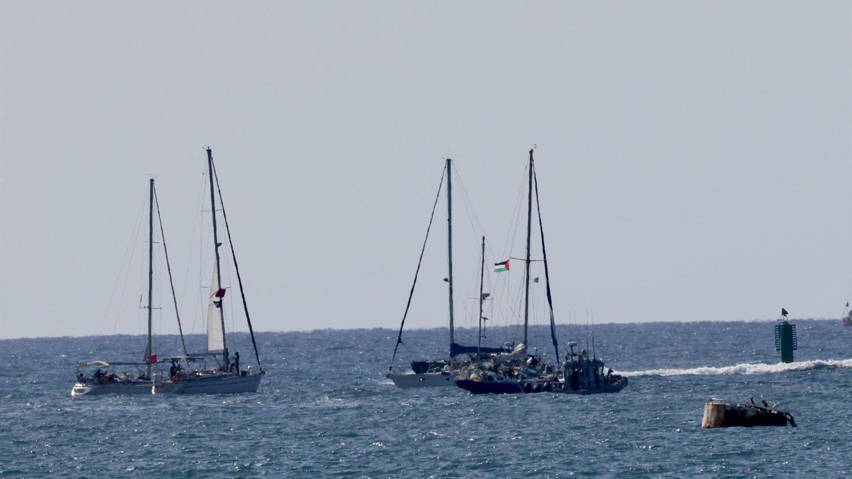 Embarcaciones de la Global Sumud Flotilla en el puerto israelí de Ashdod