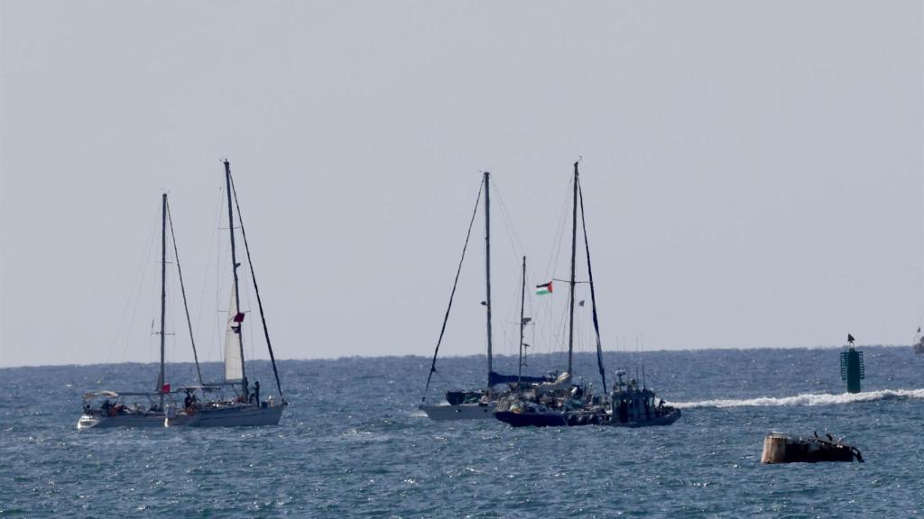 Embarcaciones de la Global Sumud Flotilla en el puerto israelí de Ashdod